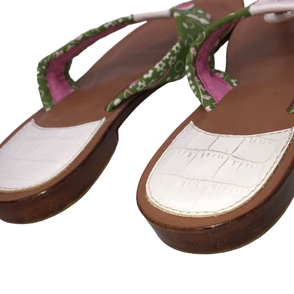 Pink & Green Toe Thong Summer Beach Resort Vacation Sandals Size 10M - Picture 9 of 15